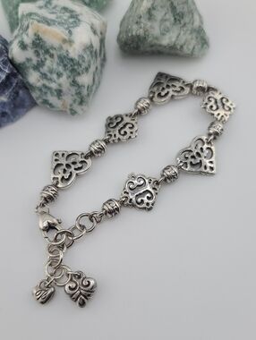 $48 Brighton "GENEVA HEARTS" Filigree Openwork, CutOuts, & Scrollwork Bracelet!